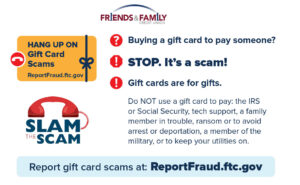 Gift card scam banner