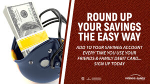 A bundle of hundred dollar bills in a football helmet