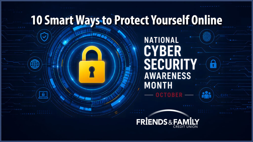 A padlock surrounded by digital graphics