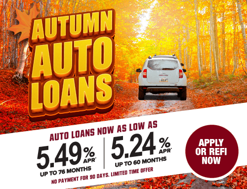 A white car surrounded by fall leaves