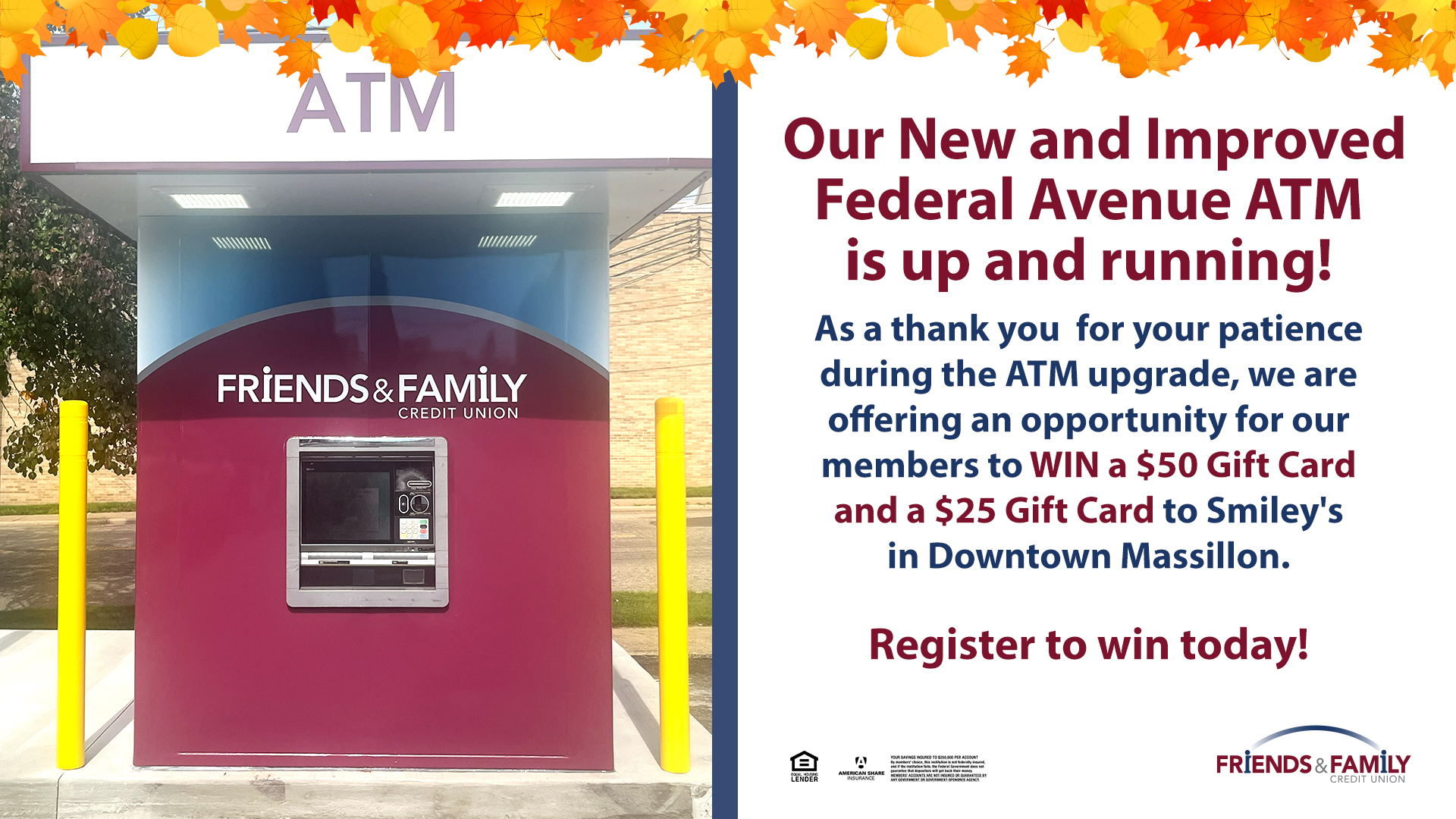 Our new & improved ATM is open at Federal Ave.
